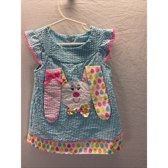 NEW Rare Editions Blue Gingham seersucker Girsl Easter Spring dress size 4T - Picture 5 of 11